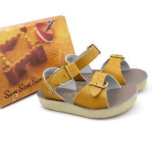 Salt Water Sun-San Surfer Leather Sandals Water Friendly Mustard Toddler Girls 5